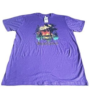 Montana Moose Scenic Graphic Tee Purple Size L NWT